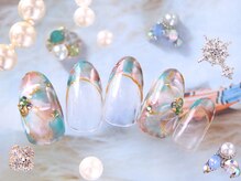 ナナズネイル 西小倉店(NANA's Nail)/フレンチマーブルお花アート