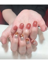 アシンメトリー秋ネイル☆