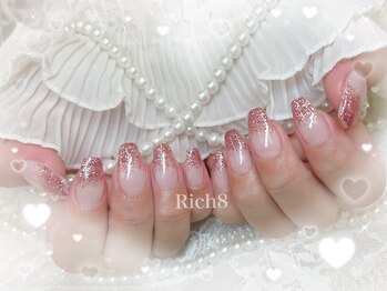 ネイルアンドまつげエクステ リッチエイト 原宿店(Rich8)/ピンクのラメグラデーション