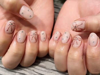 エムスラッシュ ネイル センター北店(M.SLASH)/ぷっくりリボンネイル