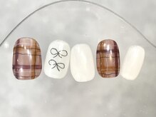 クレモアネイル 浦和店(CLEMORE NAIL)/チェックプチリボンネイル