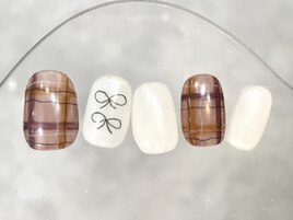 チェックプチリボンネイル