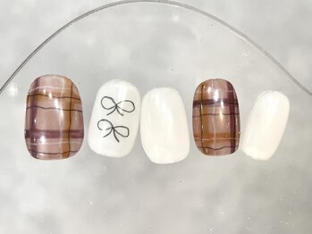 チェックプチリボンネイル