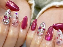 ビービーネイル(BB)/ピンクのミラーネイル