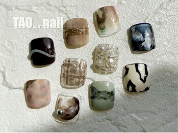 タオドットネイル(TAO...nail)の写真/お洒落は足元から♪個性派ニュアンスサロンのTAO...nailで華やかで美しい足元へ【選べる親指アート¥7500】