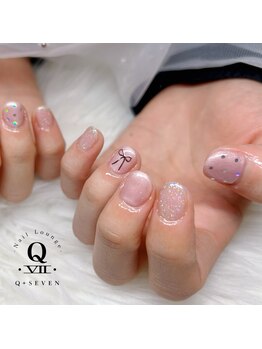 キューセブン イオンモールつくば店(Q7)の写真/＼安い×可愛いが叶う／ショートネイルも圧倒的センスでリピーター多数★ふと視線に入る指先にうっとり…＊