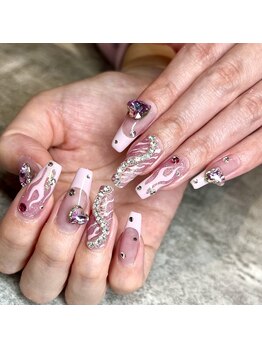 ダリア(Dahlia)/ファイヤーフレンチネイル