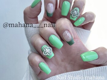 シンプルグリーンカラーネイル☆