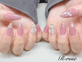 きらきらピンクネイル