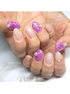 定額プラン 桜ネイル 紫色