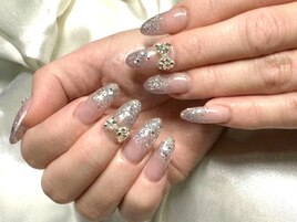 シルバーグラデ×リボンビジュー