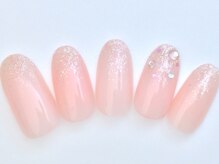 ムーネイル(mou nail)/春らしくお上品キラキラネイル