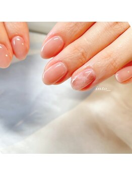 ネイルサロン イントゥ(into_)/大理石　ニュアンスくすみピンク