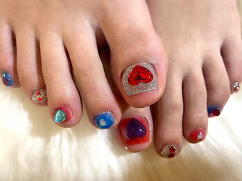 アミュリー ネイル アトリエ(Amury nail atelier)/ハート ゆめかわ ビジュー 3D