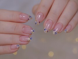 押し花フレンチ　春ネイル
