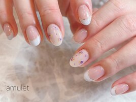 フレンチネイル×押し花