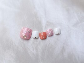 大理石風春色ネイル