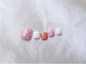 大理石風春色ネイル