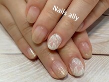 ネイルズアリー 立川店(Nails ally)/ベージュラメ×フラワー