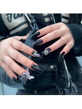 黒ネイル/冬ネイル/星ネイル