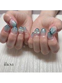 リボン　グリーン　ブルー