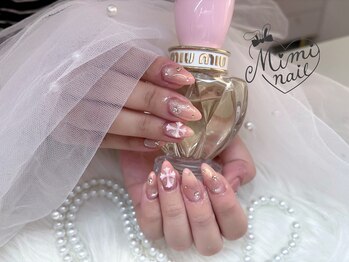 ミミネイル(Mimi nail)/ピンクマグネット×グラデ