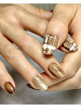 ネイルベベ(Nail bebe)/チェック柄☆ブラウンマグ