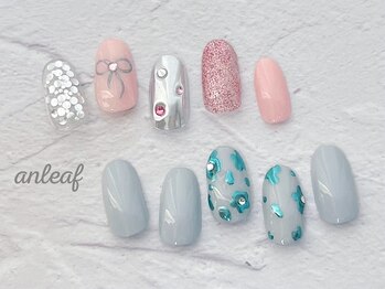 アンリーフ高田馬場店(an leaf)/定額¥5880 リボン×ミラーネイル