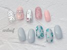 定額¥5880 リボン×ミラーネイル