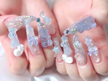レッドネイル(Redネイル)の写真/【自店はいつでも付替オフ無料☆】特大パーツ、トレンドカラーをご用意！つけ放題で、理想の仕上がりに★