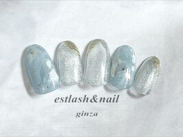 水色シェルネイル