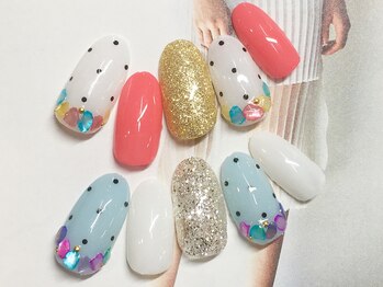 ネイルサロン キャンディネイル(Candy Nail)/ドット×シェル by佐合