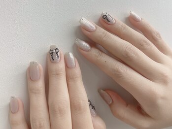 インザピンクリリー(in the pink LILY)/マグネットネイル/リボンネイル