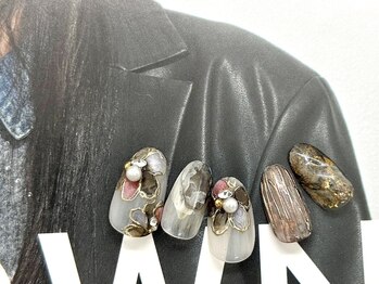 サニーサイド ウィズ マキア 茅ヶ崎店(Sunnyside with MAQUIA)/インクニュアンスフラワーネイル