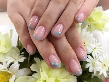 プルミエ ネイル(Premier Nail)/フレンチ☆ターコイズをのせて