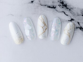 ネイルサロン 優/パール大理石ネイル