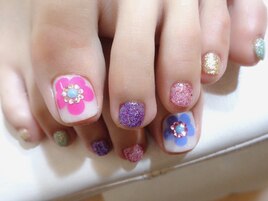 フラワー フット ストーン ラメ