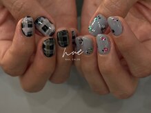 ムー(nue)/check design × nuance flower