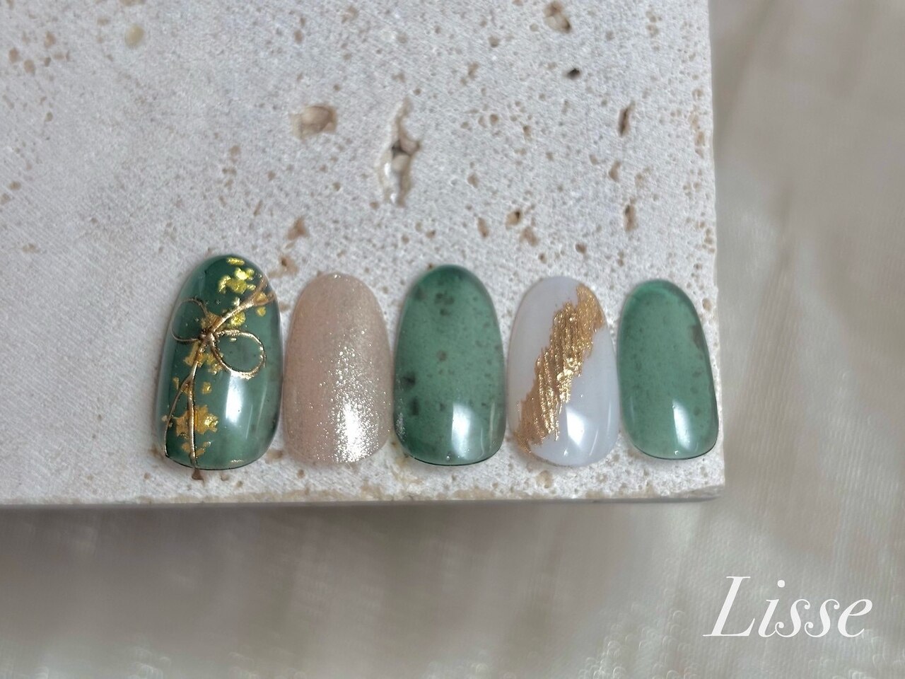 グリーン リボン ネイルパーツ 12個 グリーン リボン ネイルパーツ 12個