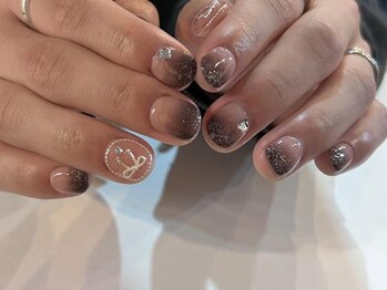 アイネイルズ 梅田店(I nails)/ラメグラデリボンワンホンリボン