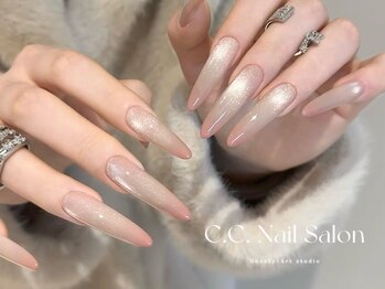 シーシーネイルサロン 池袋(C.C.Nail salon)/長さ出しマグネット+カラグラ
