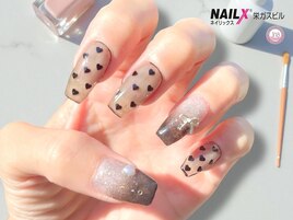 ブラック＆ハート/リボンネイル