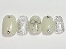 ネイルメゾン 渋谷店(NAIL MAISON)/シルバーリボン￥4500