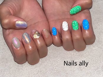 ネイルズアリー 立川店(Nails ally)/フラッシュネイル×フラワー×夏