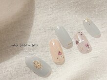 ソウ 難波店 nail salon Sou/シアー押し花nail