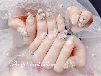 エンジェルネイルサロン(Angel nail salon)/雪XリースXホワイトラメグラ