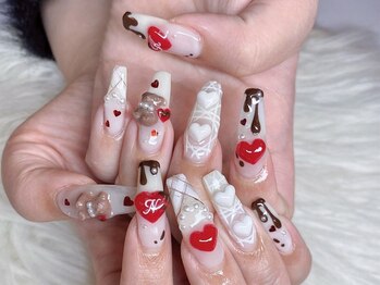 バレンタインネイル　ジェル