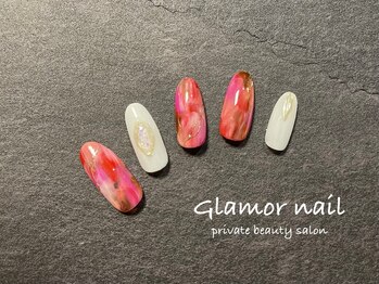 グラマーネイル(Glamor nail)/レッド×アート