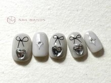 ネイルメゾン 梅田(NAIL MAISON)/ワイヤーリボンシルバーハート