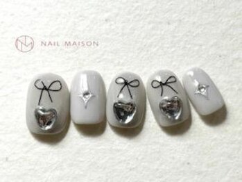 ネイルメゾン 梅田(NAIL MAISON)/ワイヤーリボンシルバーハート